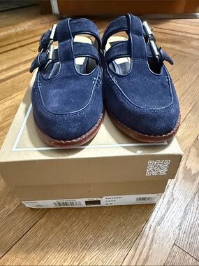 Dolce Vita Navy Suede Double-Strap Mary Jane Shoes